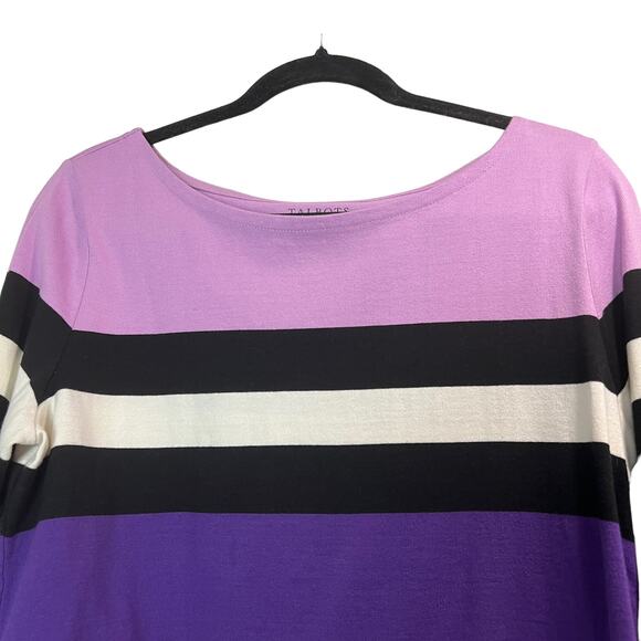 TALBOTS  Wide Stripe Boat Neck Top  M CottageCore Preppy Twee Office Casual - Picture 4 of 6